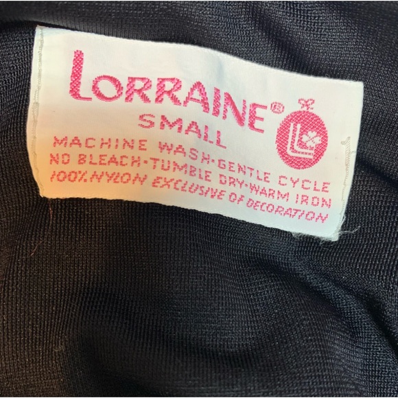 Vintage Lorraine Black Floral Kaftan Maxi Gown Size S 34” - Picture 2 of 6